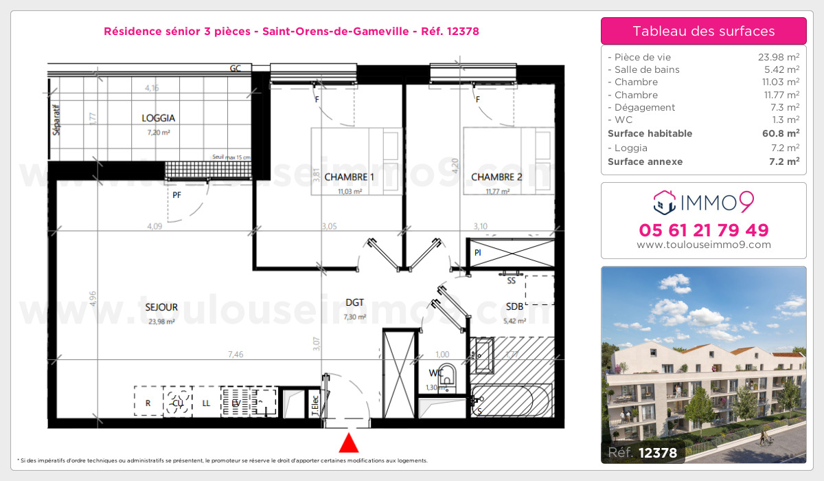 Plan et surfaces, Programme neuf Saint-Orens-de-Gameville Référence n° 12378