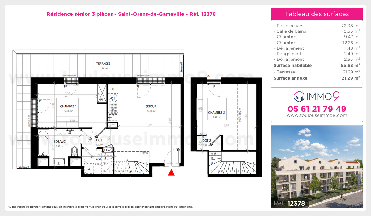 Plan et surfaces, Programme neuf Saint-Orens-de-Gameville Référence n° 12378
