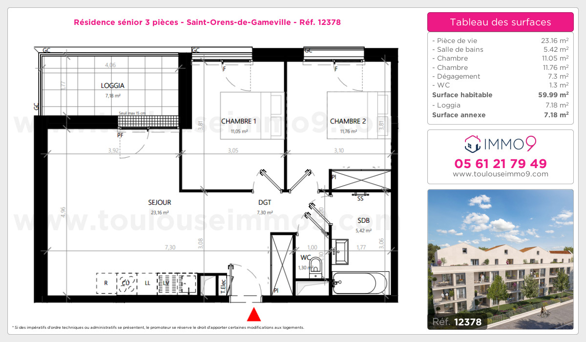 Plan et surfaces, Programme neuf Saint-Orens-de-Gameville Référence n° 12378