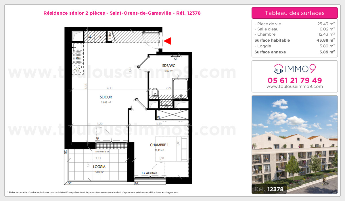 Plan et surfaces, Programme neuf Saint-Orens-de-Gameville Référence n° 12378