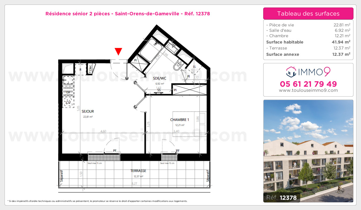 Plan et surfaces, Programme neuf Saint-Orens-de-Gameville Référence n° 12378