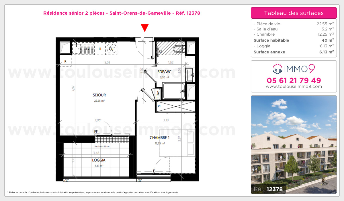 Plan et surfaces, Programme neuf Saint-Orens-de-Gameville Référence n° 12378