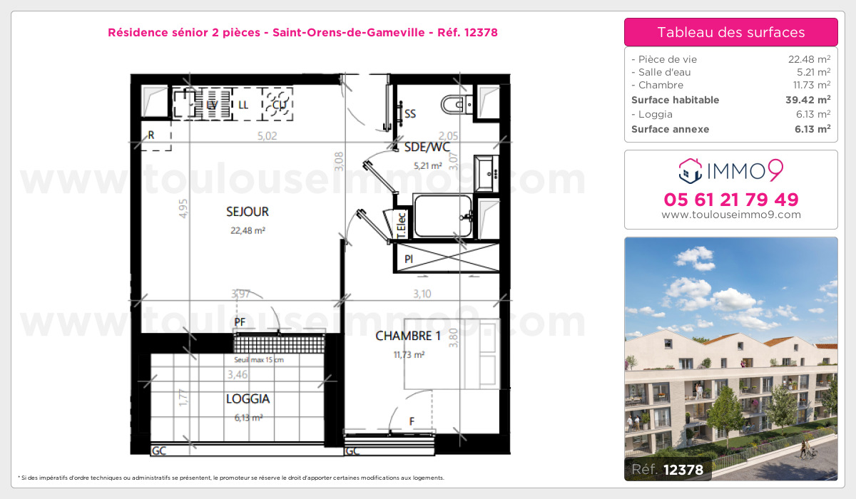 Plan et surfaces, Programme neuf Saint-Orens-de-Gameville Référence n° 12378