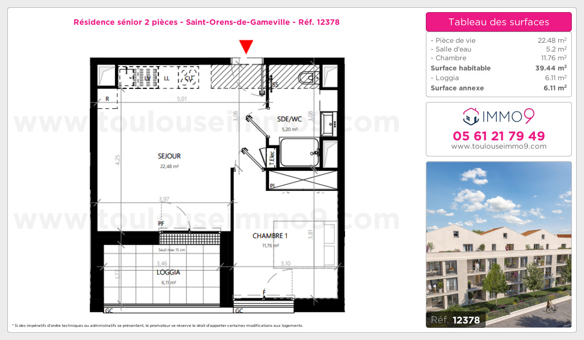 Plan et surfaces, Programme neuf Saint-Orens-de-Gameville Référence n° 12378