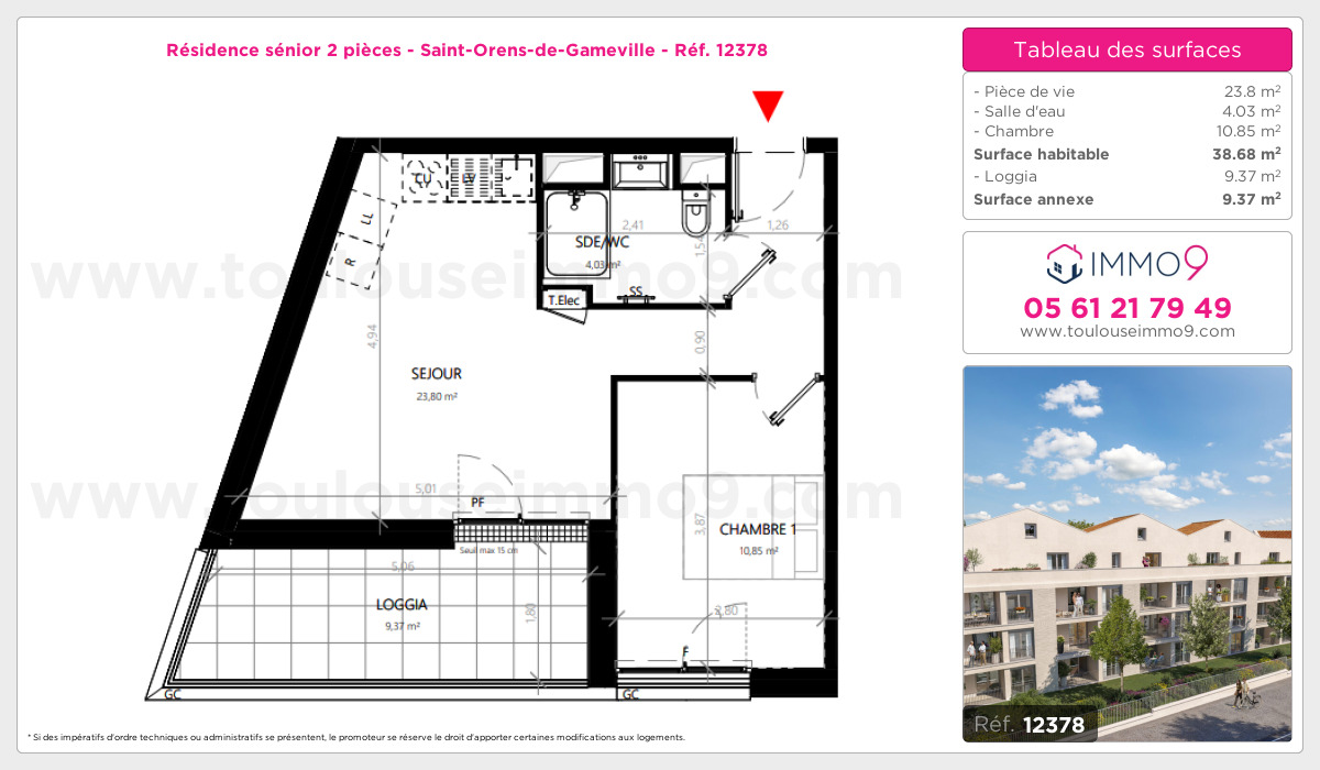 Plan et surfaces, Programme neuf Saint-Orens-de-Gameville Référence n° 12378