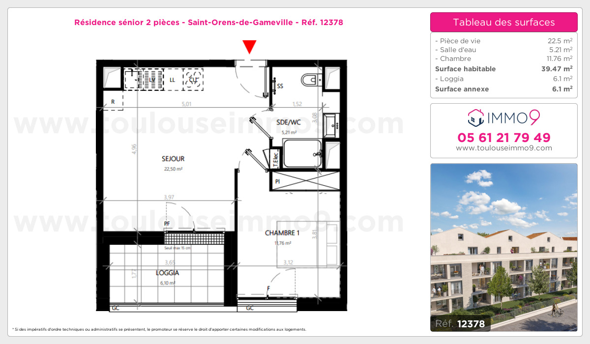 Plan et surfaces, Programme neuf Saint-Orens-de-Gameville Référence n° 12378