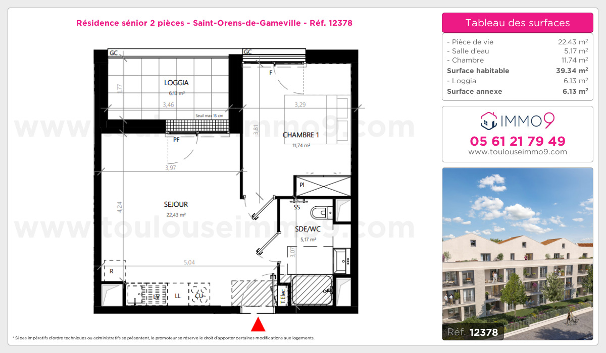Plan et surfaces, Programme neuf Saint-Orens-de-Gameville Référence n° 12378