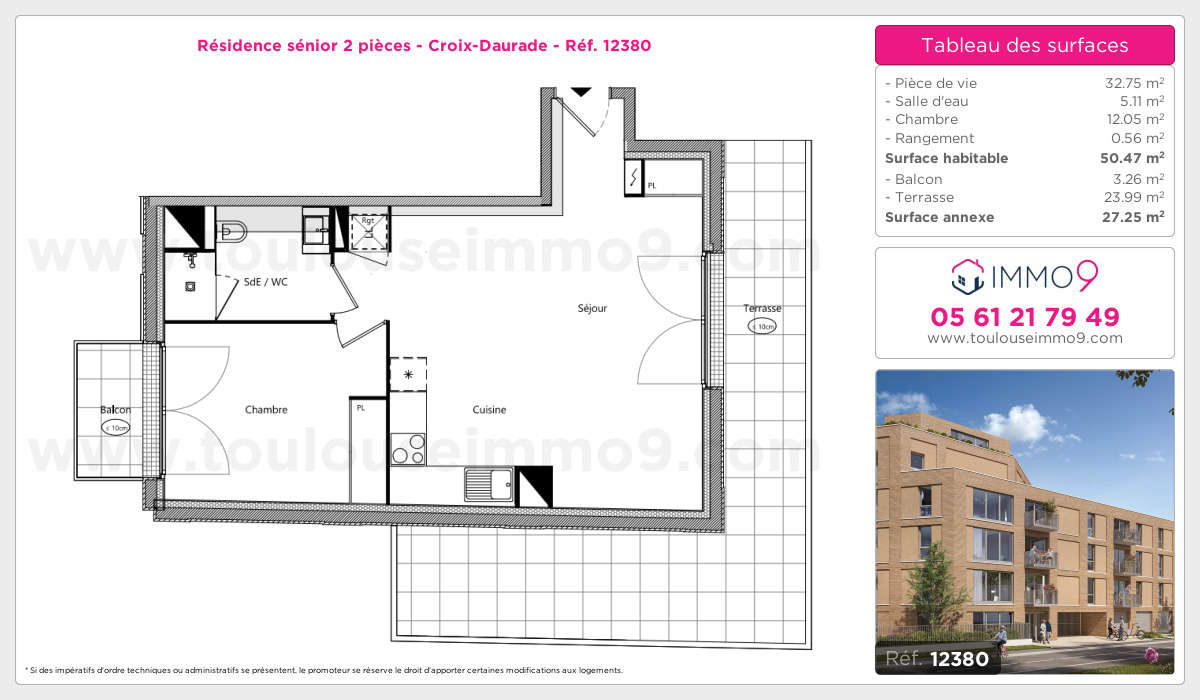 Plan et surfaces, Programme neuf Toulouse : Croix-Daurade Référence n° 12380