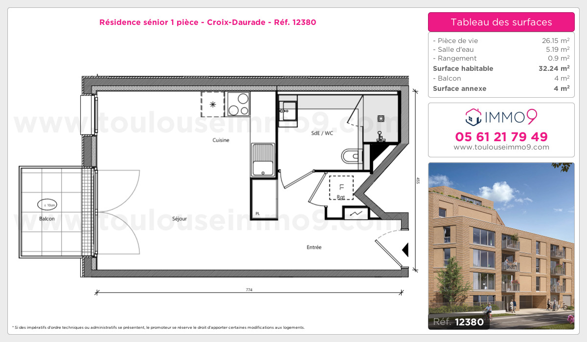 Plan et surfaces, Programme neuf Toulouse : Croix-Daurade Référence n° 12380