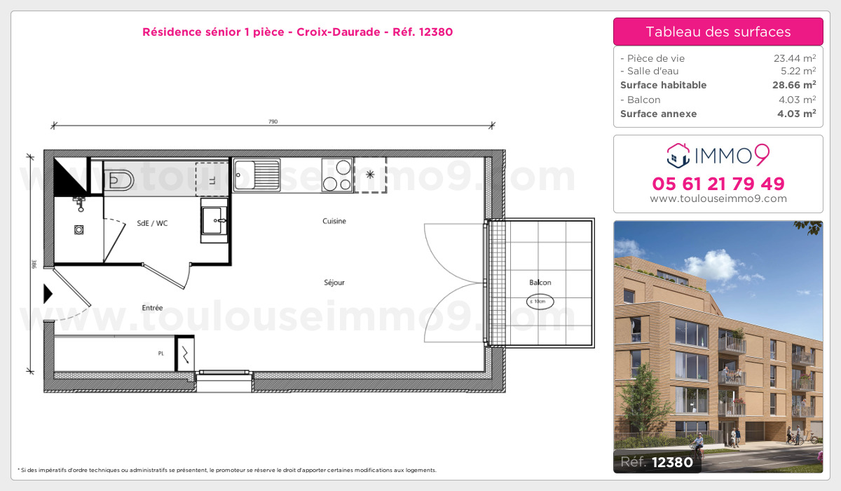 Plan et surfaces, Programme neuf Toulouse : Croix-Daurade Référence n° 12380