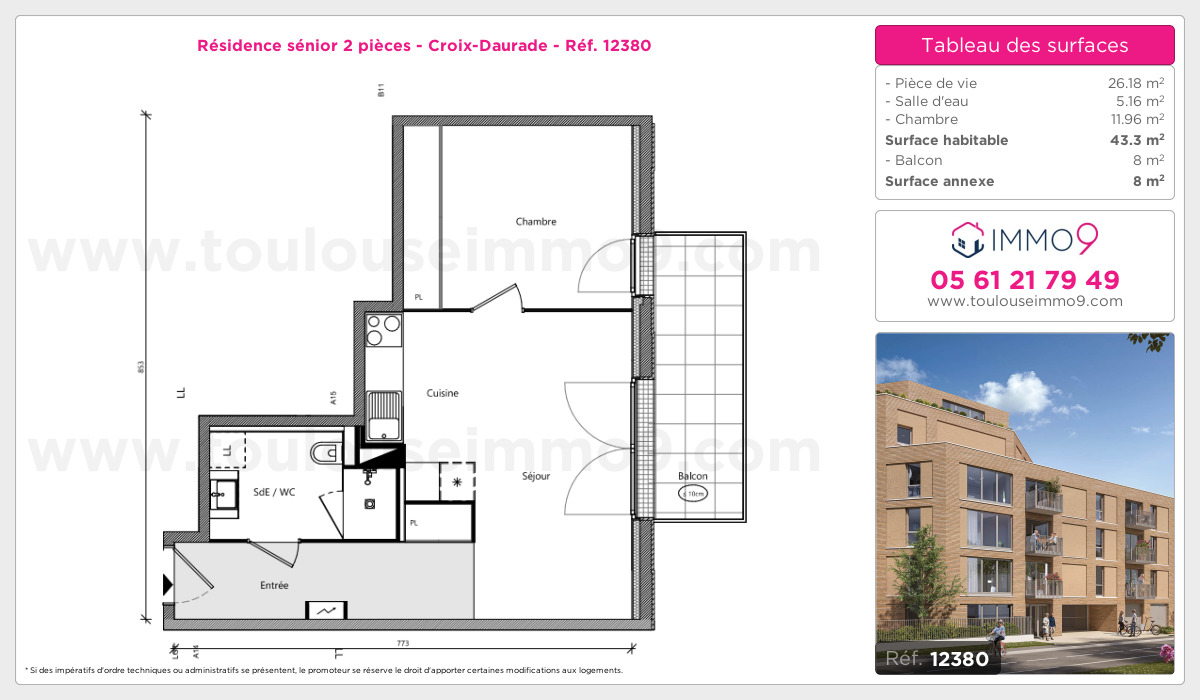 Plan et surfaces, Programme neuf Toulouse : Croix-Daurade Référence n° 12380