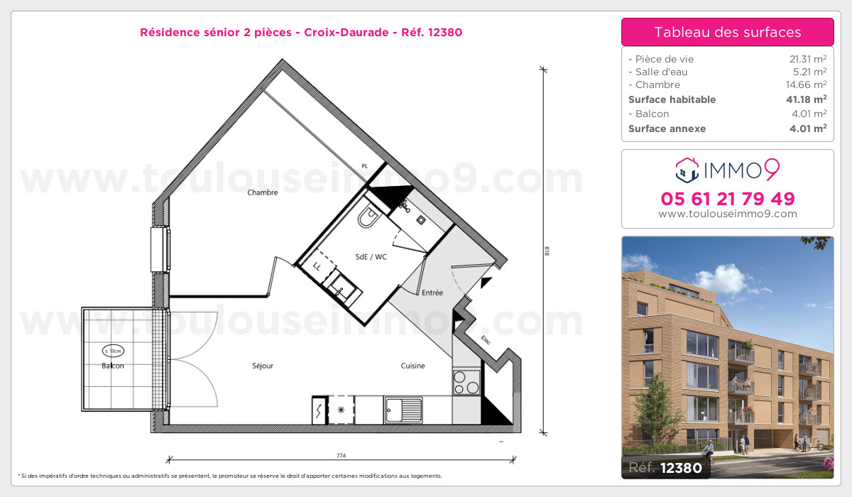 Plan et surfaces, Programme neuf Toulouse : Croix-Daurade Référence n° 12380