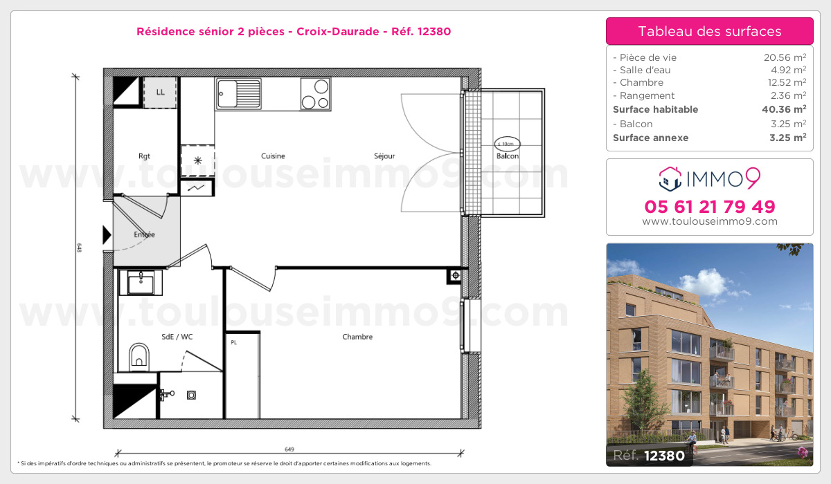 Plan et surfaces, Programme neuf Toulouse : Croix-Daurade Référence n° 12380