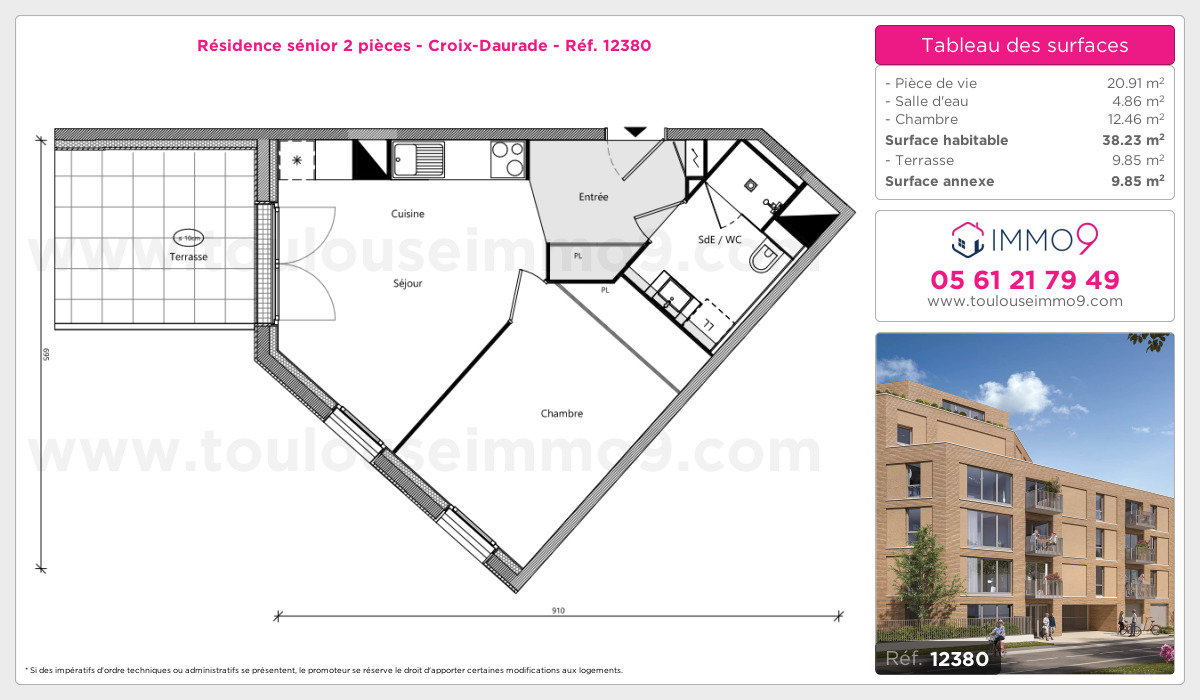Plan et surfaces, Programme neuf Toulouse : Croix-Daurade Référence n° 12380
