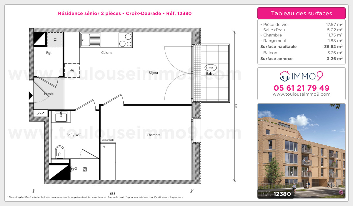 Plan et surfaces, Programme neuf Toulouse : Croix-Daurade Référence n° 12380