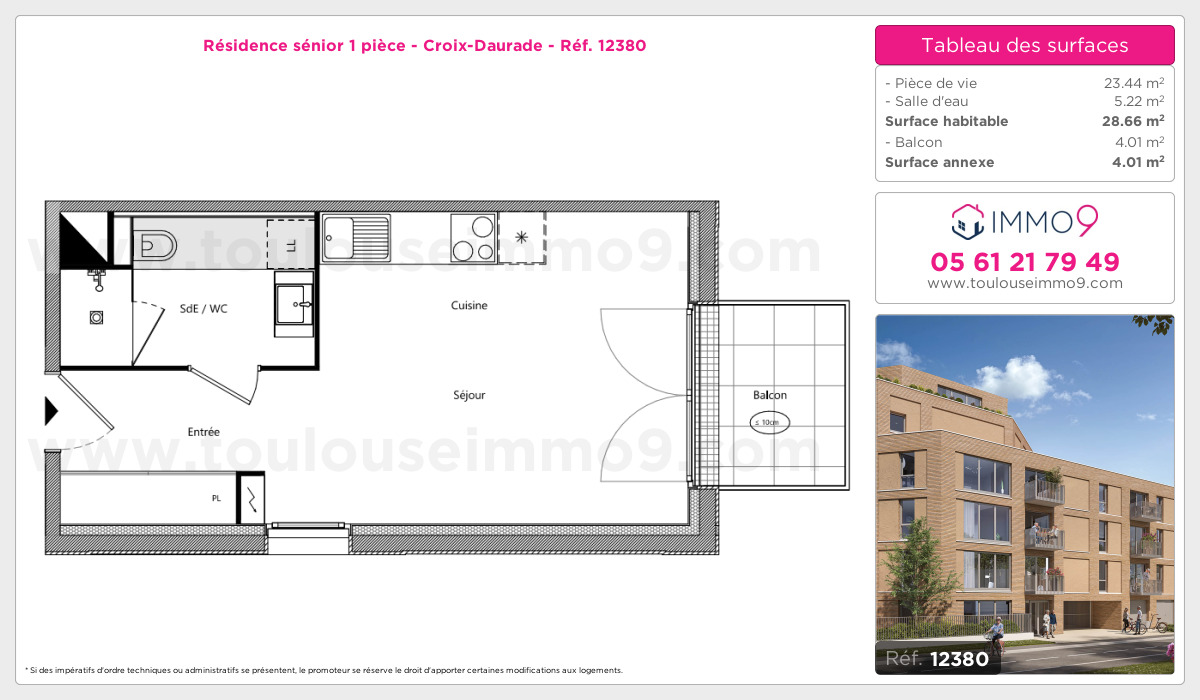 Plan et surfaces, Programme neuf Toulouse : Croix-Daurade Référence n° 12380