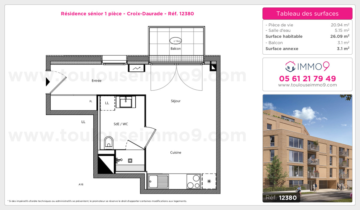 Plan et surfaces, Programme neuf Toulouse : Croix-Daurade Référence n° 12380