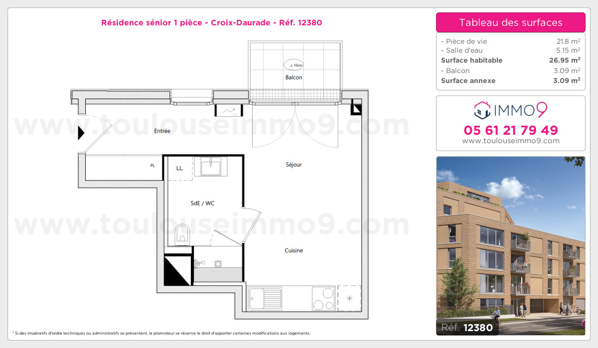 Plan et surfaces, Programme neuf Toulouse : Croix-Daurade Référence n° 12380