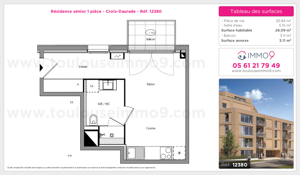 Plan et surfaces, Programme neuf Toulouse : Croix-Daurade Référence n° 12380