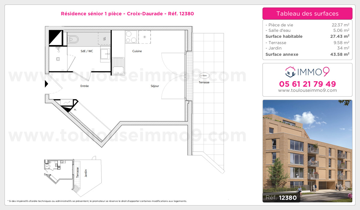 Plan et surfaces, Programme neuf Toulouse : Croix-Daurade Référence n° 12380