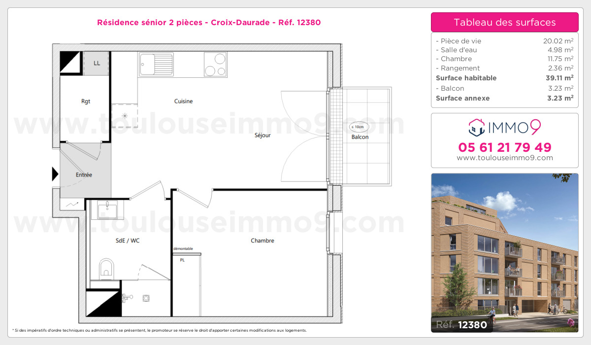 Plan et surfaces, Programme neuf Toulouse : Croix-Daurade Référence n° 12380