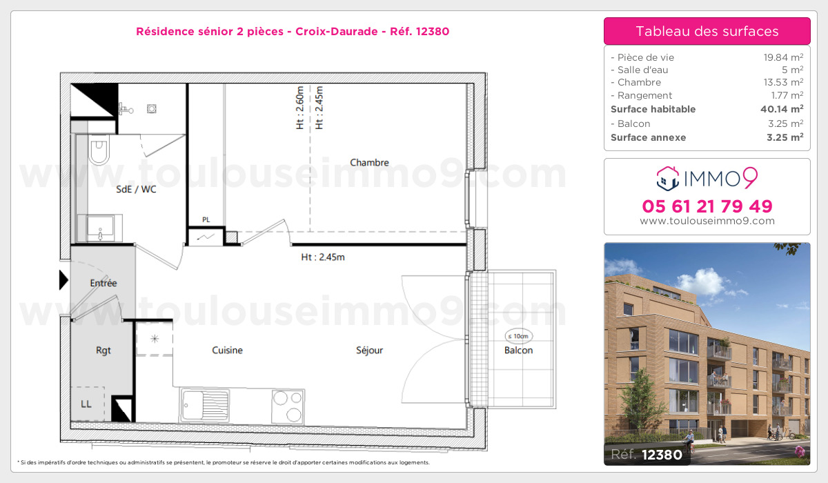 Plan et surfaces, Programme neuf Toulouse : Croix-Daurade Référence n° 12380