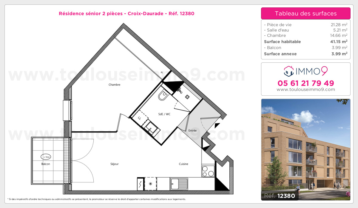 Plan et surfaces, Programme neuf Toulouse : Croix-Daurade Référence n° 12380
