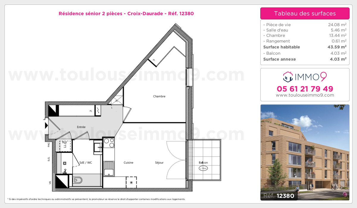 Plan et surfaces, Programme neuf Toulouse : Croix-Daurade Référence n° 12380