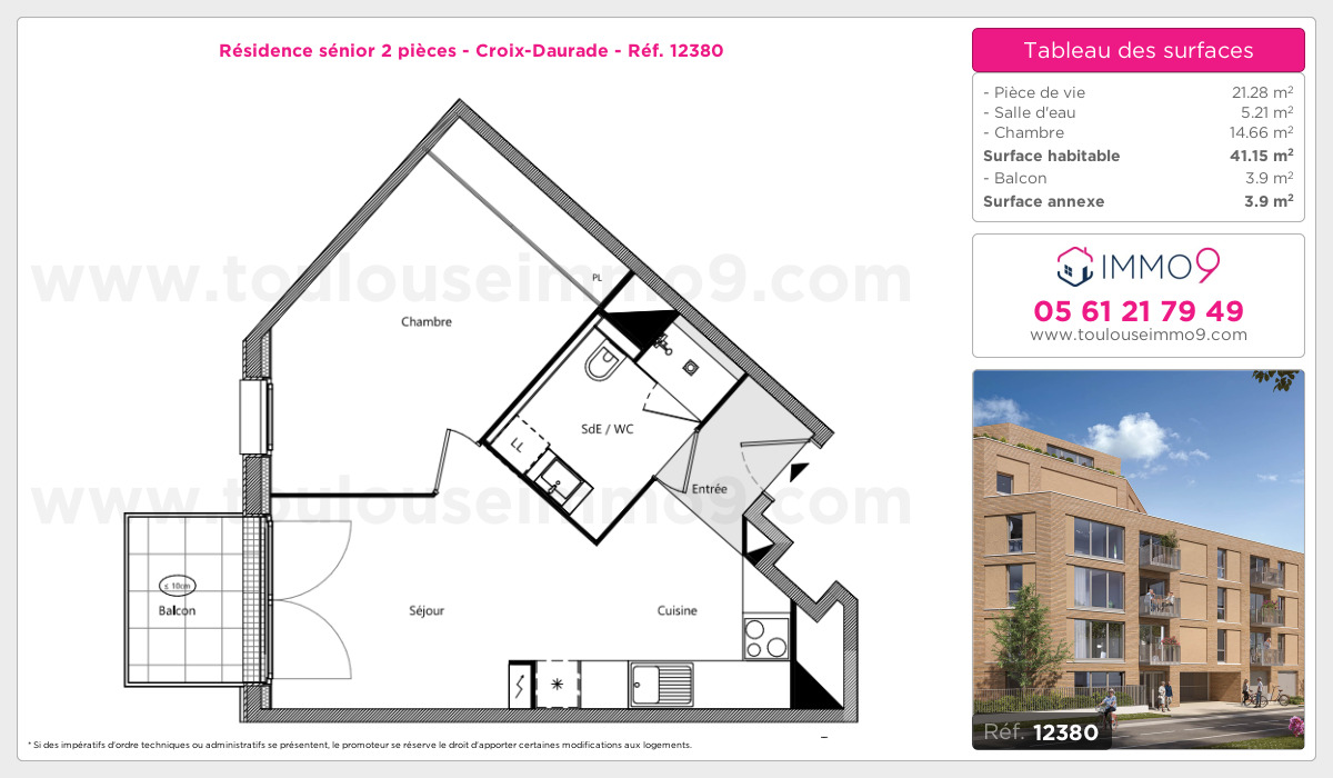 Plan et surfaces, Programme neuf Toulouse : Croix-Daurade Référence n° 12380