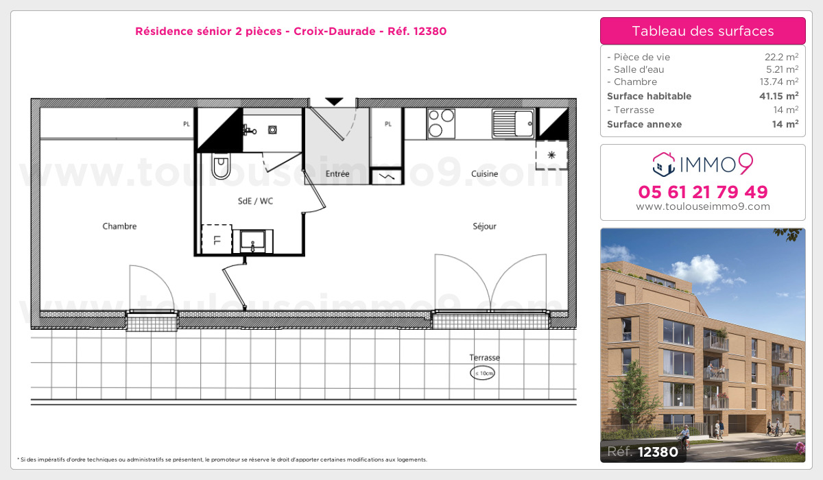 Plan et surfaces, Programme neuf Toulouse : Croix-Daurade Référence n° 12380