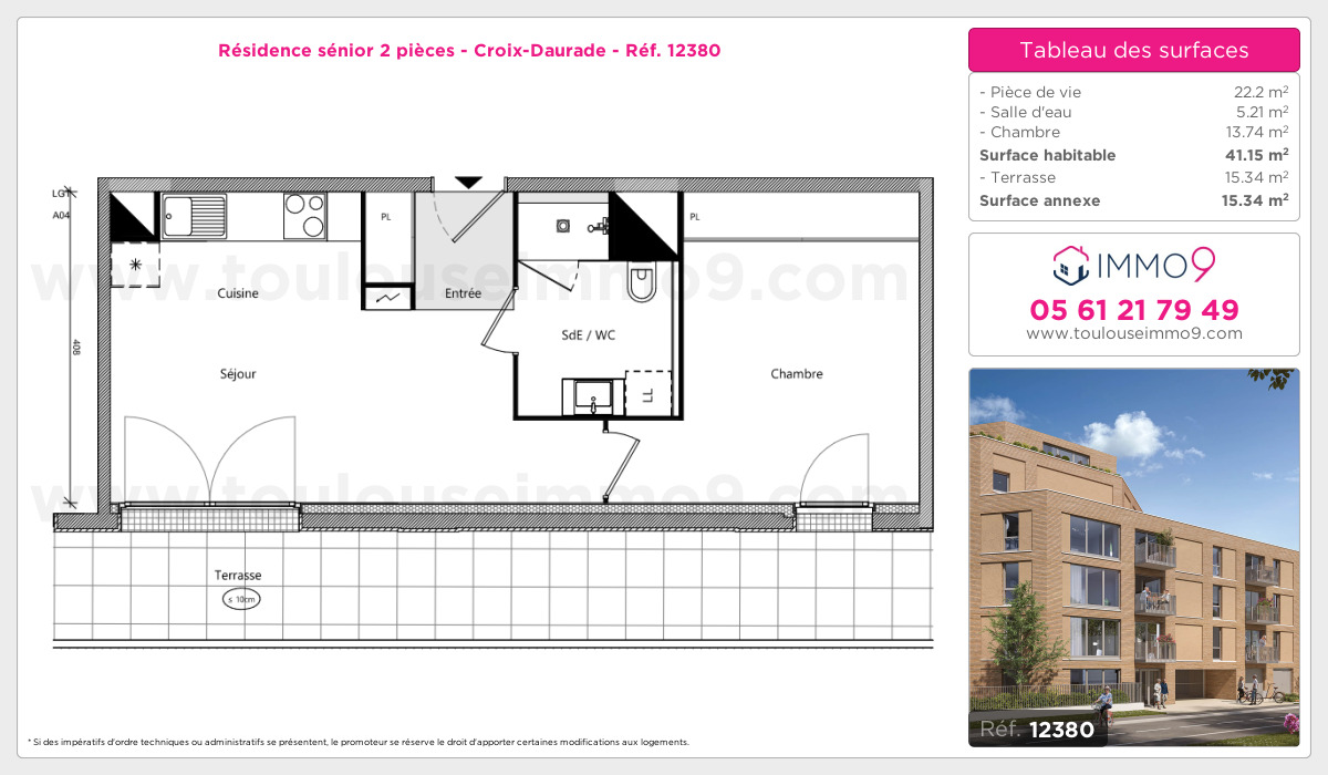 Plan et surfaces, Programme neuf Toulouse : Croix-Daurade Référence n° 12380