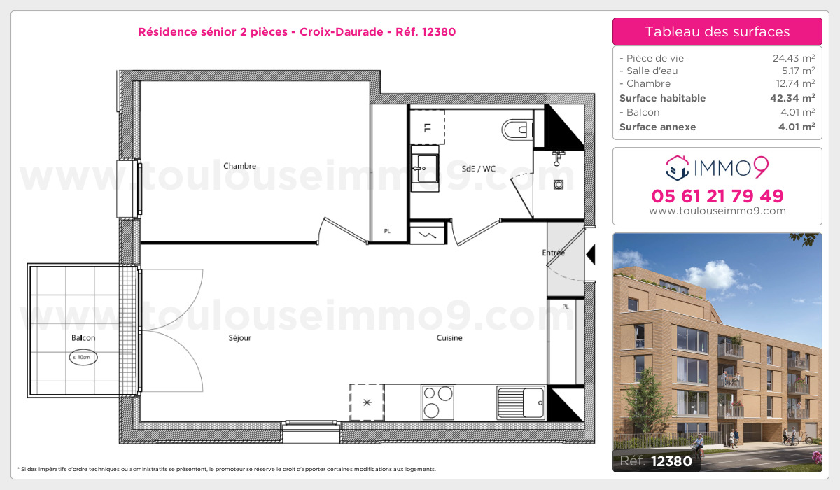 Plan et surfaces, Programme neuf Toulouse : Croix-Daurade Référence n° 12380