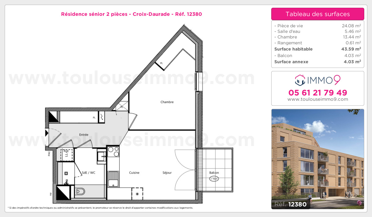 Plan et surfaces, Programme neuf Toulouse : Croix-Daurade Référence n° 12380