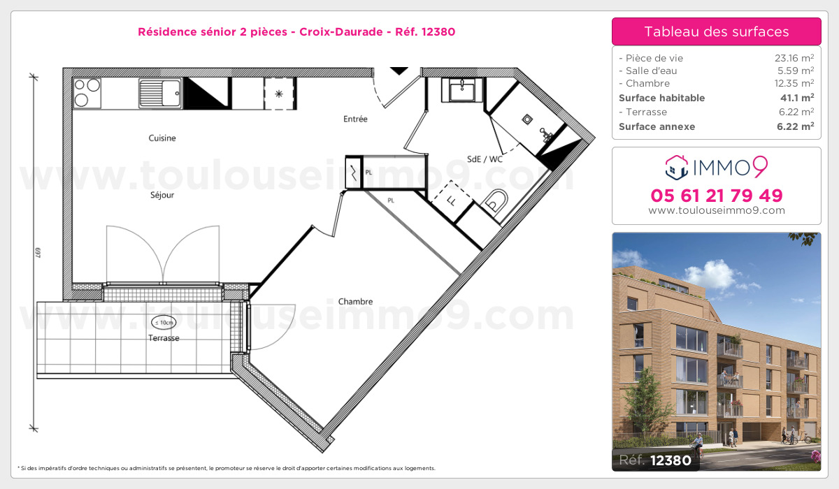 Plan et surfaces, Programme neuf Toulouse : Croix-Daurade Référence n° 12380