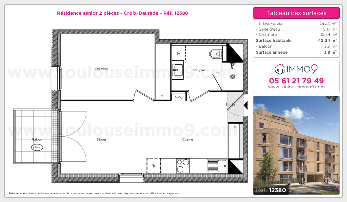 Plan et surfaces, Programme neuf Toulouse : Croix-Daurade Référence n° 12380