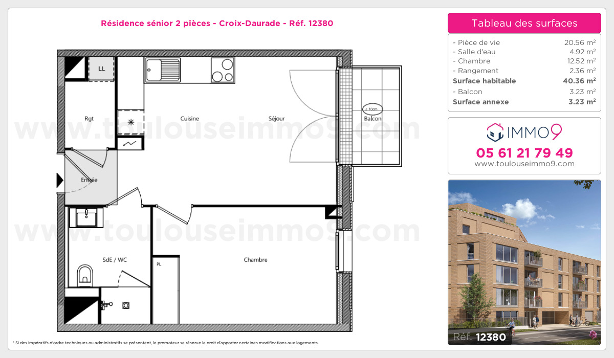 Plan et surfaces, Programme neuf Toulouse : Croix-Daurade Référence n° 12380
