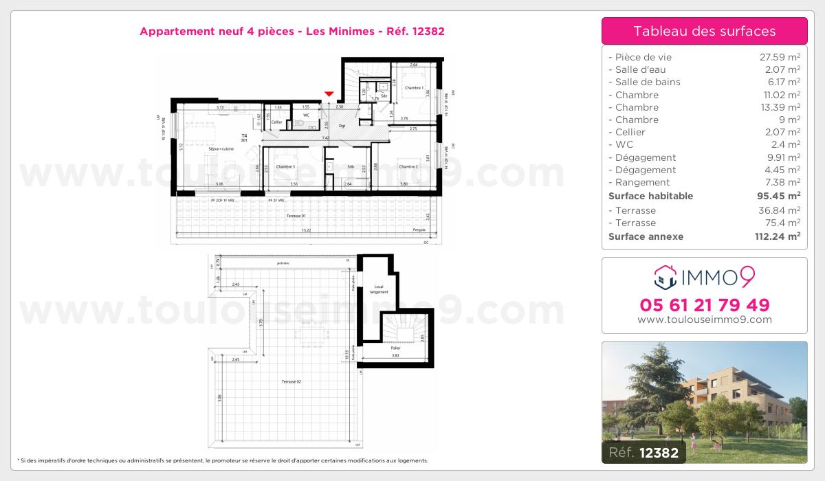 Plan et surfaces, Programme neuf Toulouse : Minimes Référence n° 12382