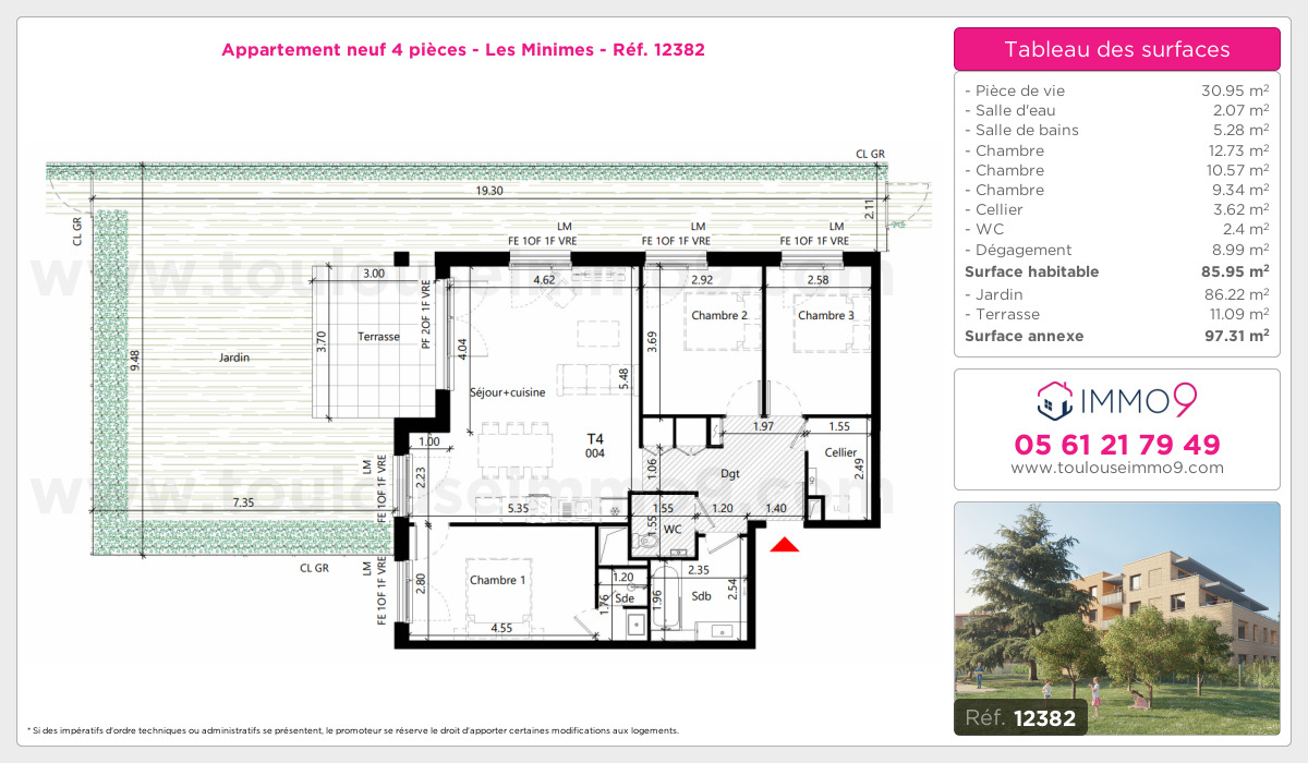 Plan et surfaces, Programme neuf Toulouse : Minimes Référence n° 12382