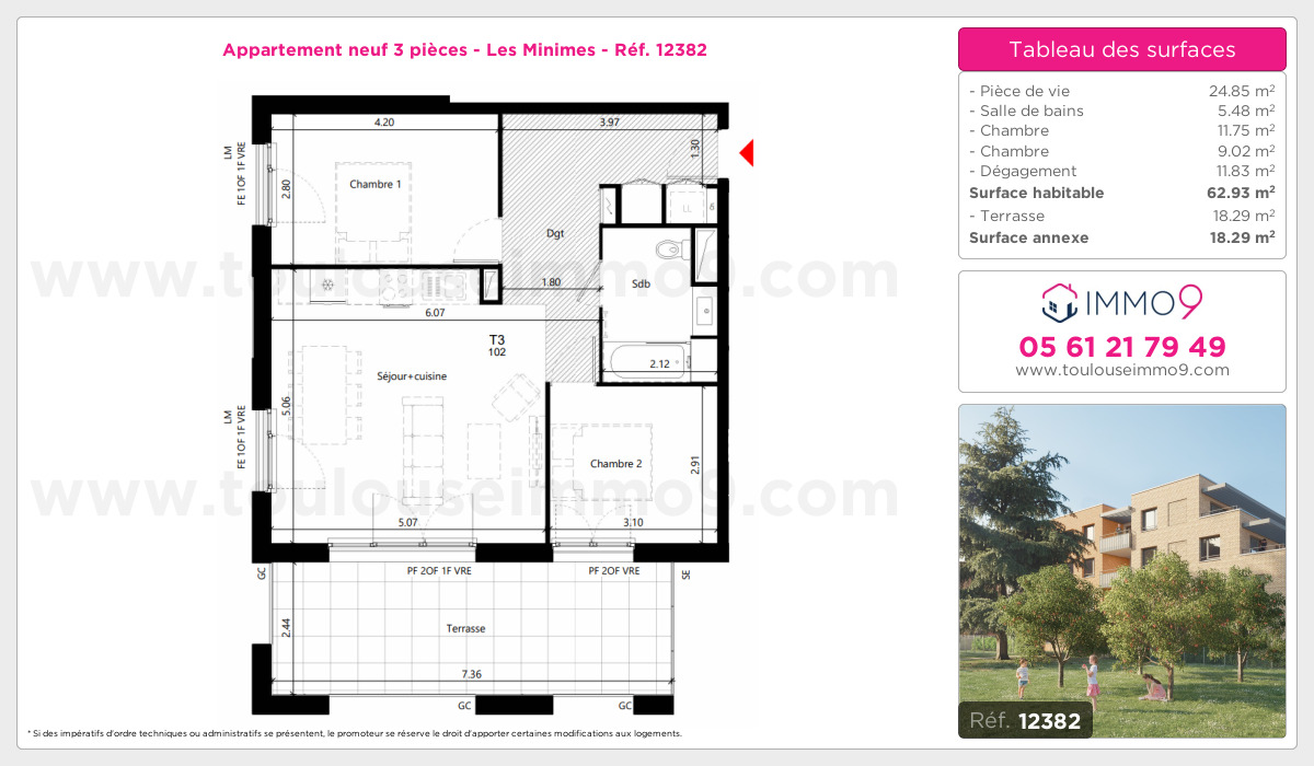 Plan et surfaces, Programme neuf Toulouse : Minimes Référence n° 12382
