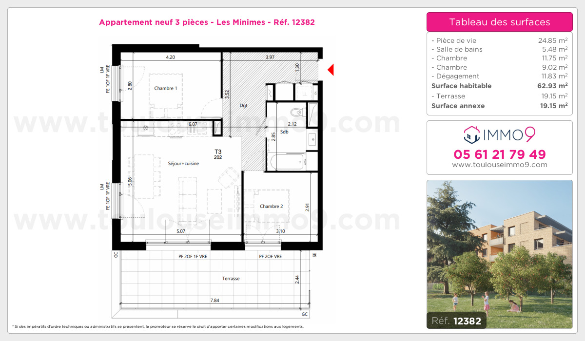 Plan et surfaces, Programme neuf Toulouse : Minimes Référence n° 12382