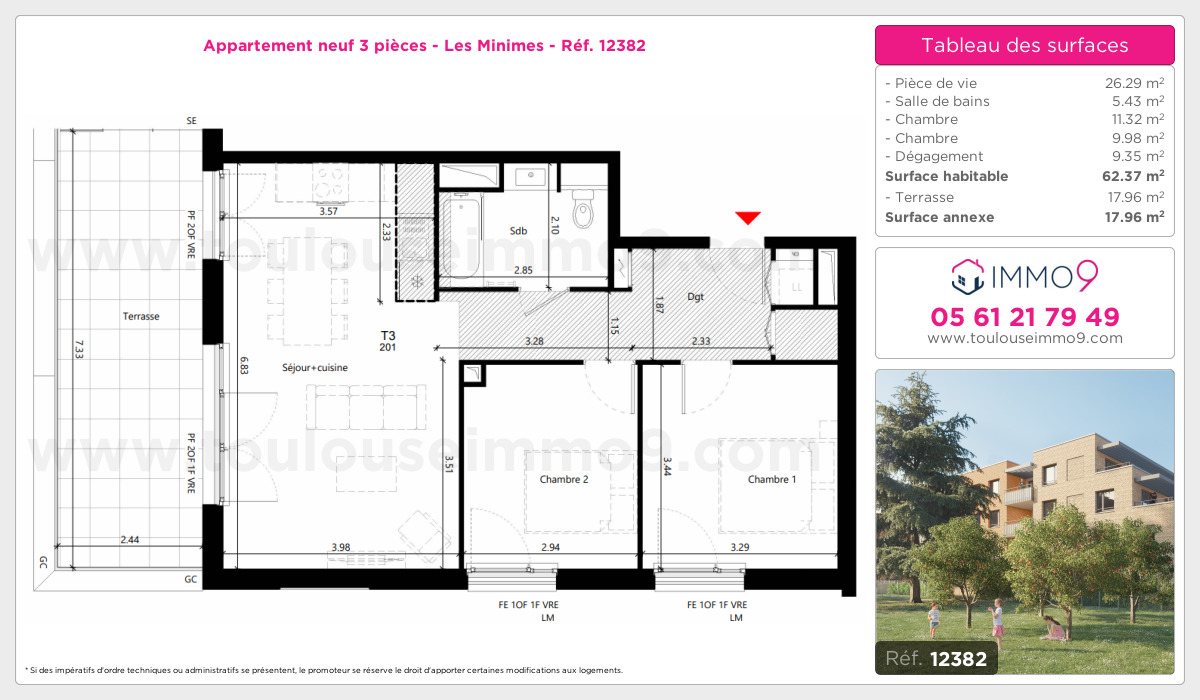 Plan et surfaces, Programme neuf Toulouse : Minimes Référence n° 12382