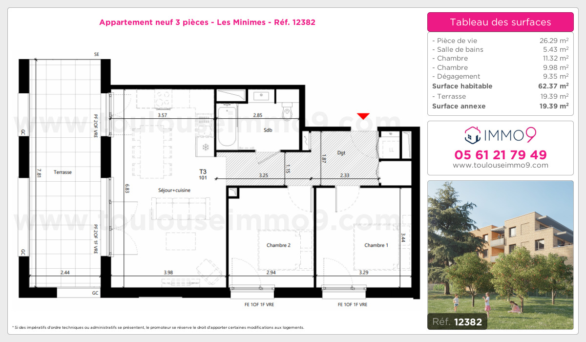 Plan et surfaces, Programme neuf Toulouse : Minimes Référence n° 12382