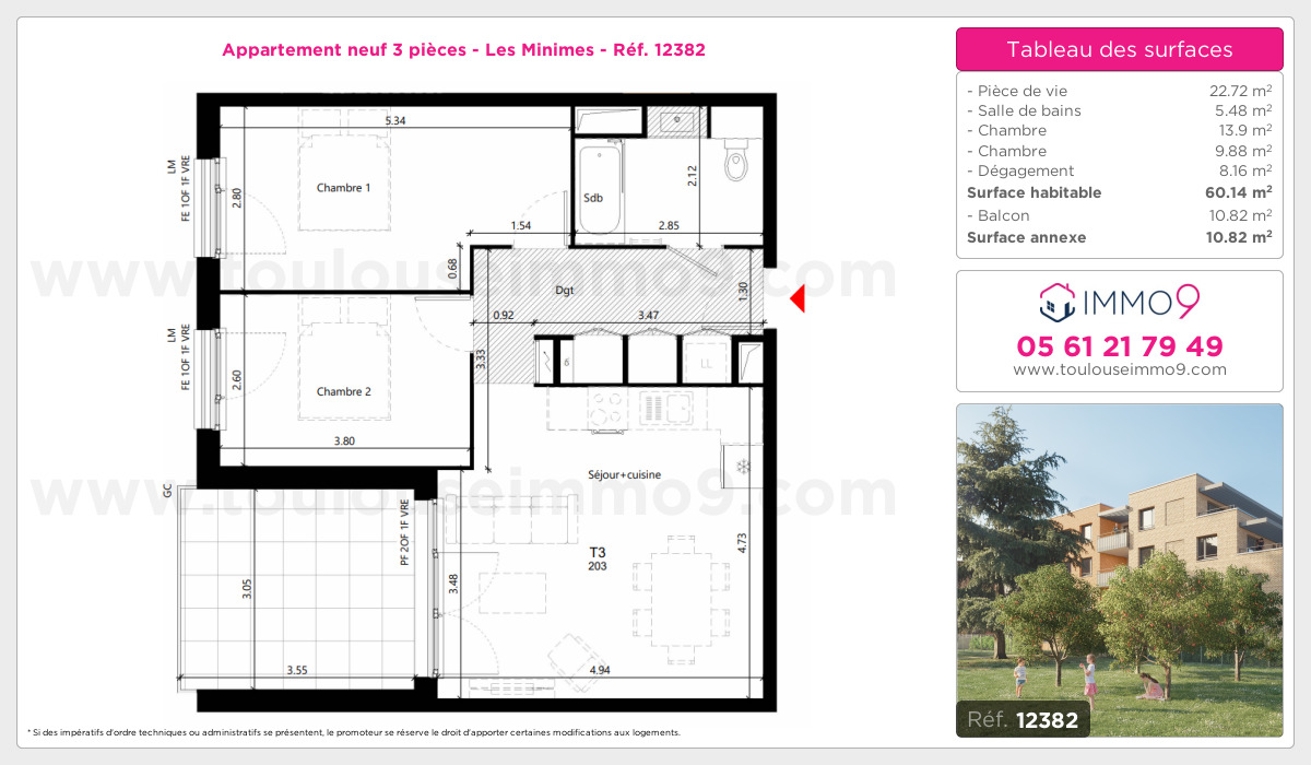 Plan et surfaces, Programme neuf Toulouse : Minimes Référence n° 12382