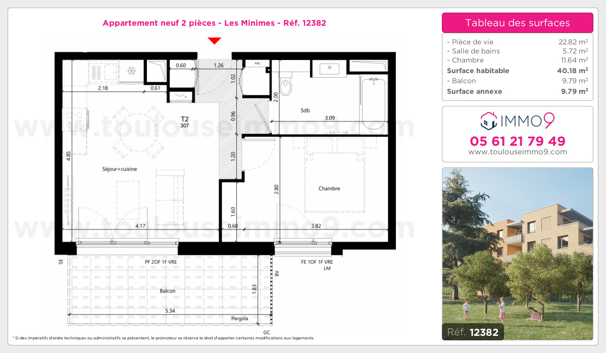 Plan et surfaces, Programme neuf Toulouse : Minimes Référence n° 12382
