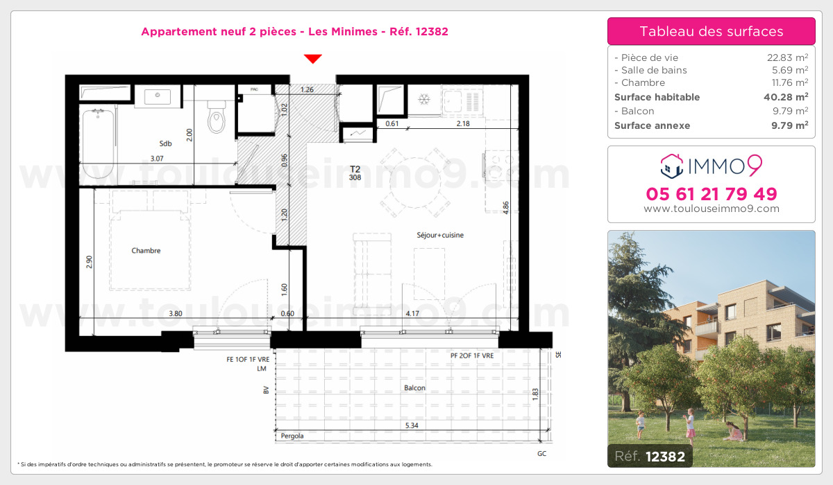 Plan et surfaces, Programme neuf Toulouse : Minimes Référence n° 12382