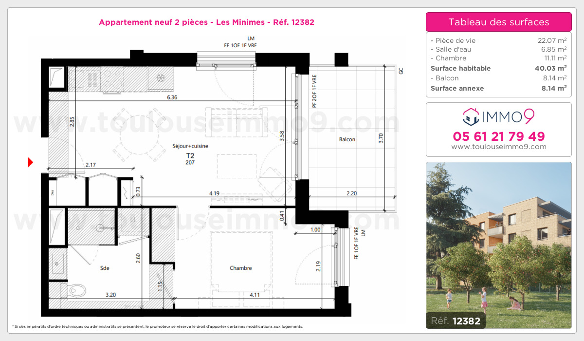 Plan et surfaces, Programme neuf Toulouse : Minimes Référence n° 12382
