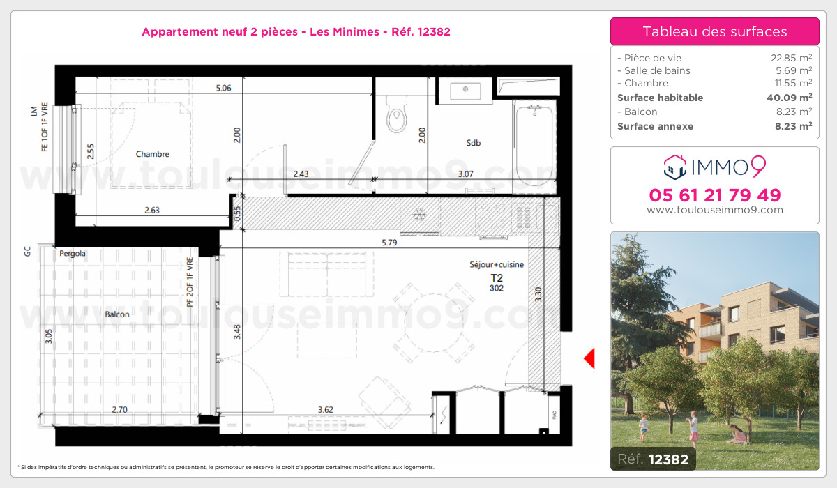Plan et surfaces, Programme neuf Toulouse : Minimes Référence n° 12382