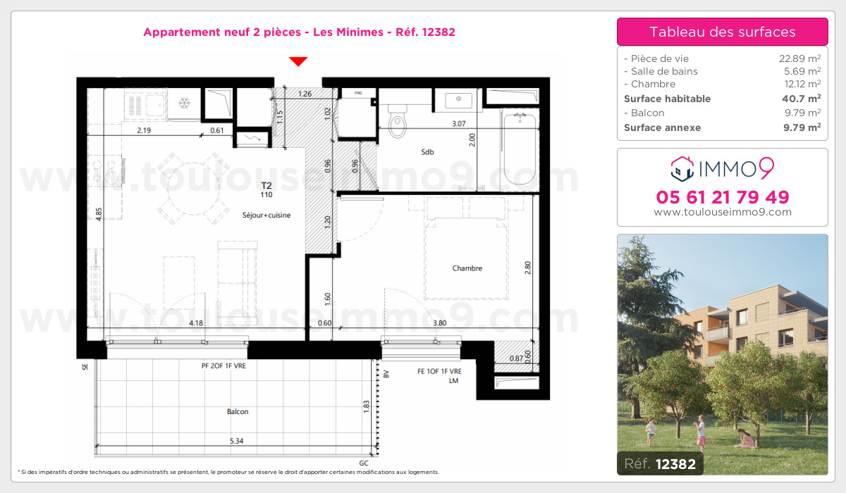 Plan et surfaces, Programme neuf Toulouse : Minimes Référence n° 12382