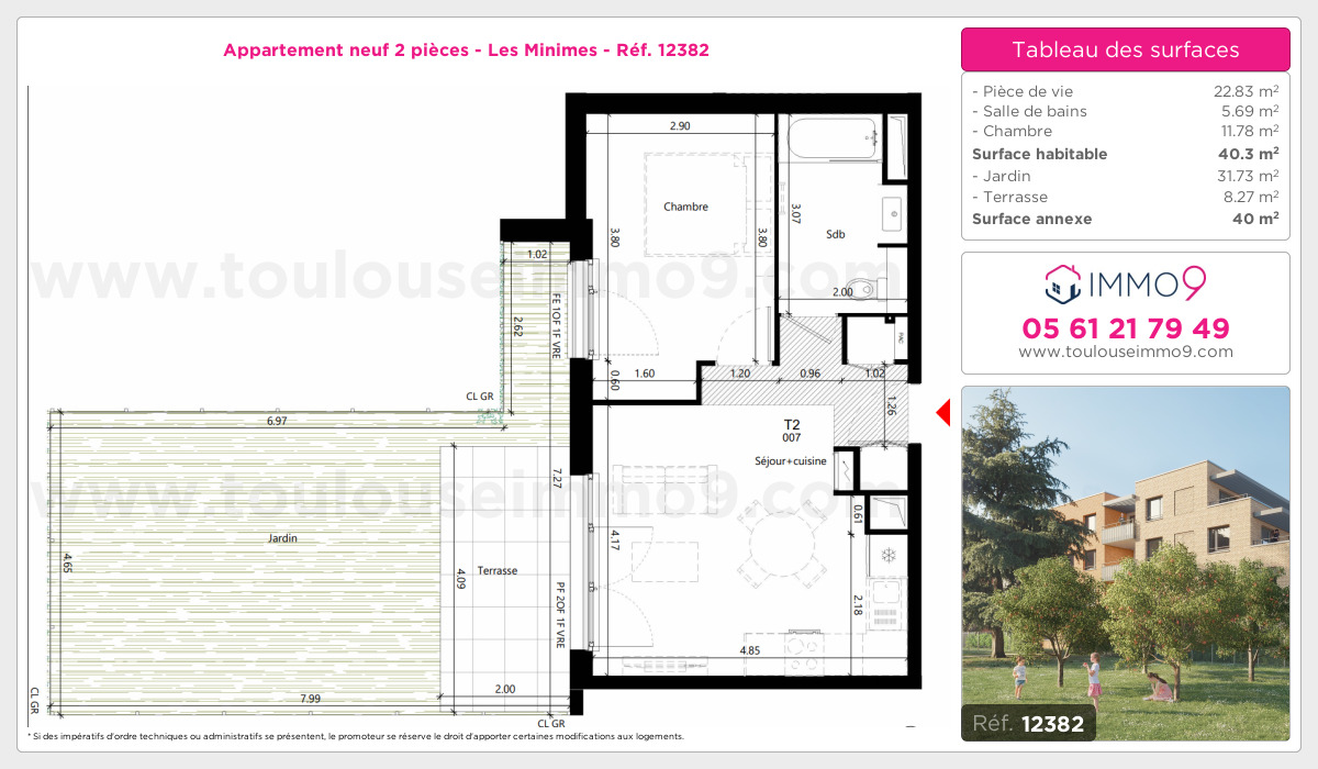 Plan et surfaces, Programme neuf Toulouse : Minimes Référence n° 12382
