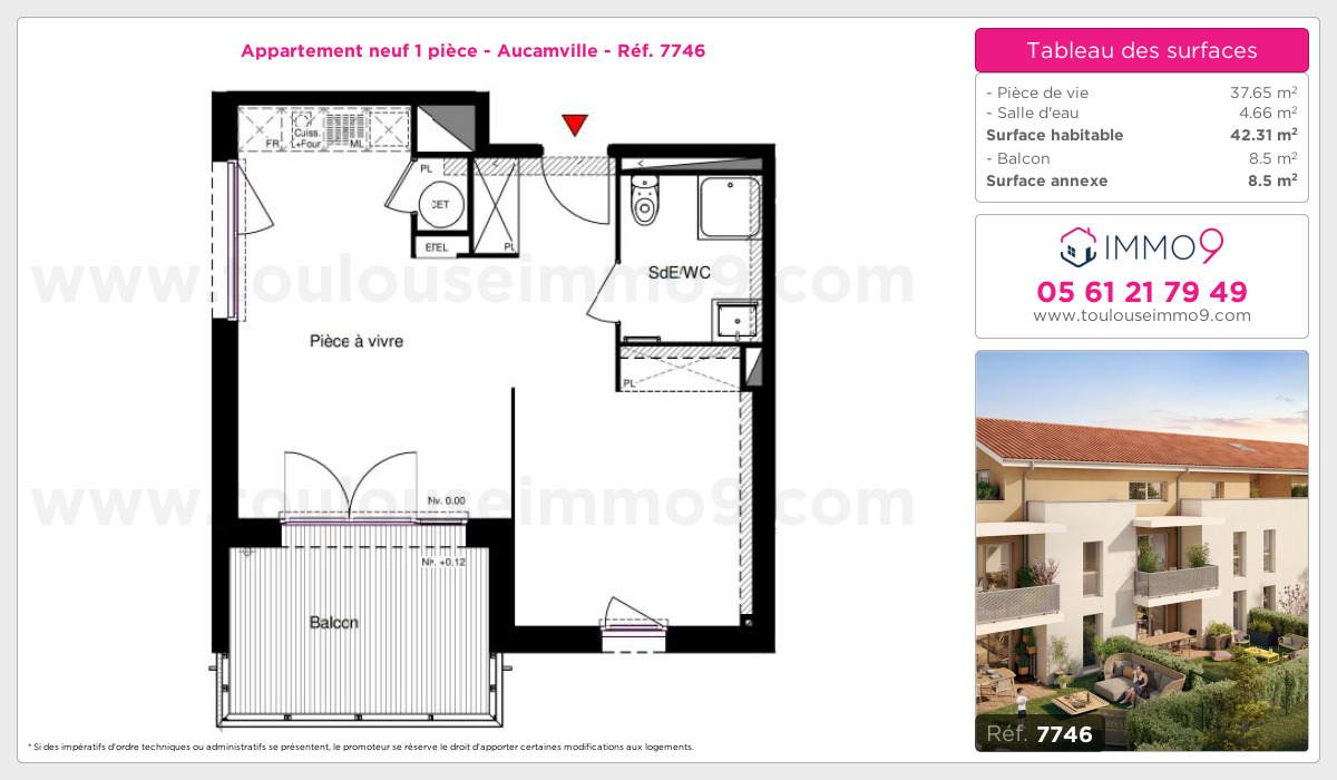 Plan et surfaces, Programme neuf Aucamville Référence n° 7746
